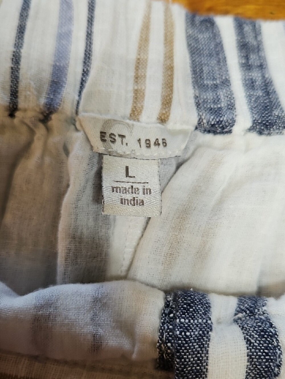 Striped Button-Front Midi Skirt in Blue, White & Tan - Picture 2 of 8
